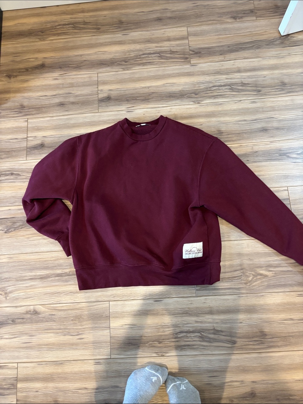 WeWoreWhat Burgundy Sweatshirt Wellness Club Crew Neck Oversized Women’s Small